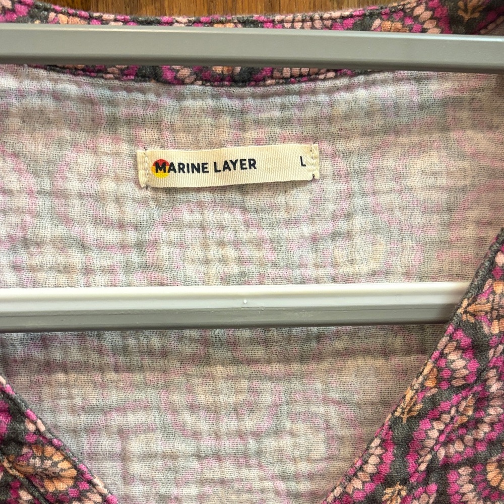 Marine Layer Multicolor Pattern Top Large Button … - image 2